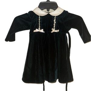 Sophie Rose Girls Green Crushed Velvet Velour Dress Size 18 Months Holiday